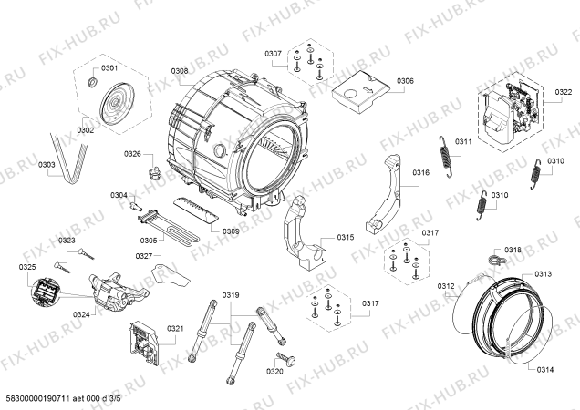 Схема №3 WAT28609FF с изображением Модуль управления, запрограммированный для стиралки Bosch 12018683