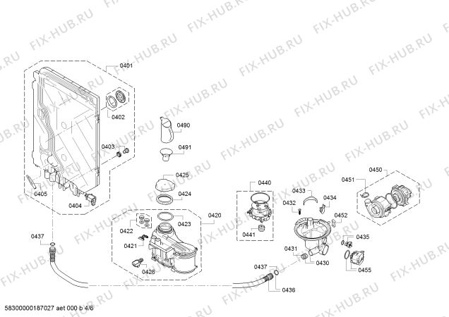 Взрыв-схема посудомоечной машины Siemens SR65M081EU - Схема узла 04