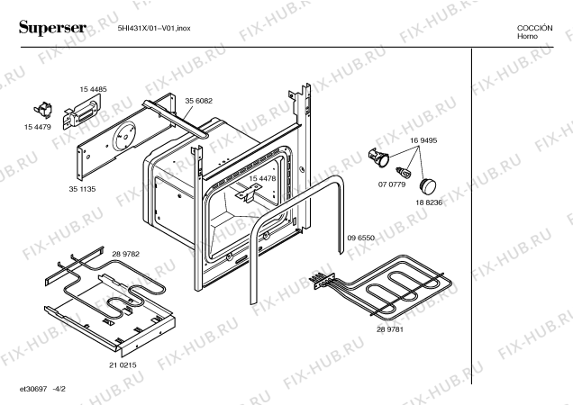 Схема №2 5HI431X с изображением Ручка выбора температуры для плиты (духовки) Bosch 00175558