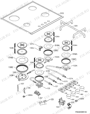 Схема №1 HG694340XB с изображением Поверхность для электропечи Aeg 140028848012