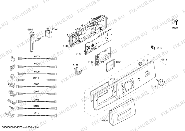 Схема №1 WAE2043SIT с изображением Панель управления для стиральной машины Bosch 00672407