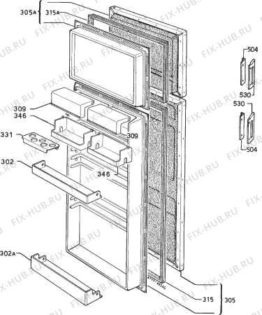 Взрыв-схема холодильника Electrolux TR1281 - Схема узла Door 003