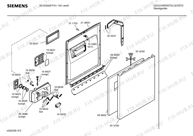 Взрыв-схема посудомоечной машины Siemens SE25202EP - Схема узла 02
