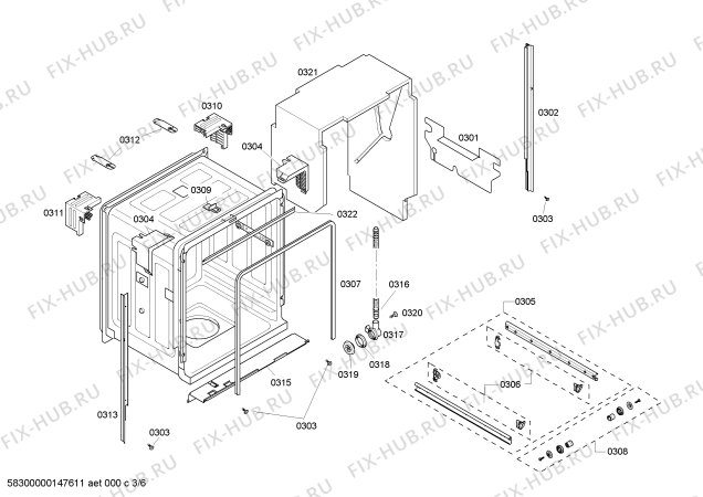 Взрыв-схема посудомоечной машины Bosch SHX45L15UC - Схема узла 03