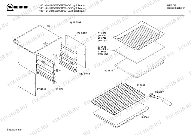 Взрыв-схема плиты (духовки) Neff U1150G1GB 1051-2 - Схема узла 05