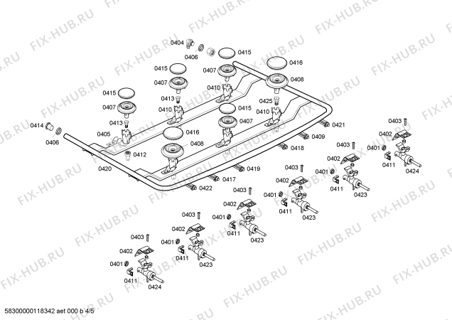 Взрыв-схема плиты (духовки) Bosch HSK42K02EE PKE II BCO GE 220V - Схема узла 04