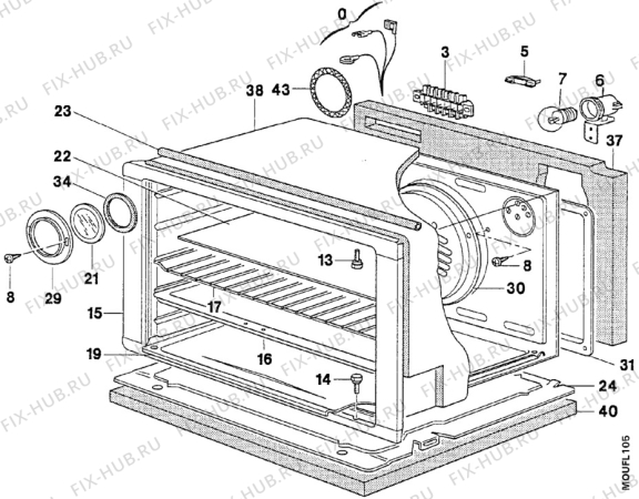 Взрыв-схема плиты (духовки) Arthurmartinelux CM6371W2 - Схема узла Oven body