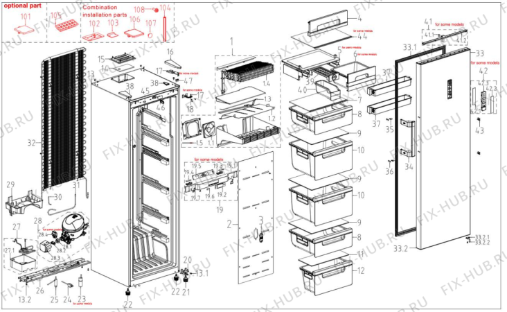 Взрыв-схема холодильника Indesit UPAH1832KUK (F089865) - Схема узла