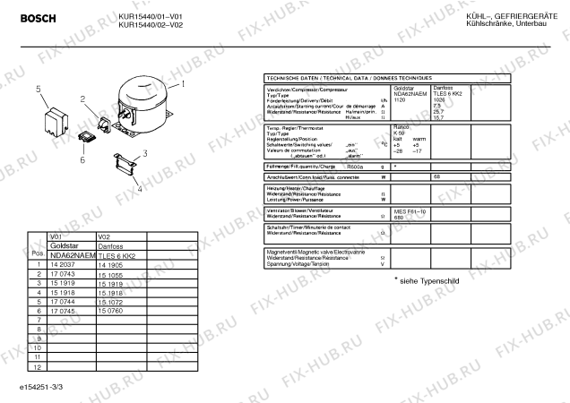 Взрыв-схема холодильника Bosch KUR15440 - Схема узла 03