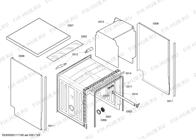 Взрыв-схема посудомоечной машины Bosch SGS53C12GB - Схема узла 03