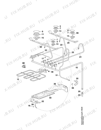 Взрыв-схема плиты (духовки) Arthurmartinelux CG6004W1 - Схема узла Electrical-/gas-equipment