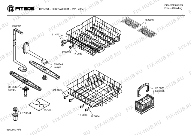 Взрыв-схема посудомоечной машины Pitsos SGSPIA2EU DP5350 - Схема узла 06