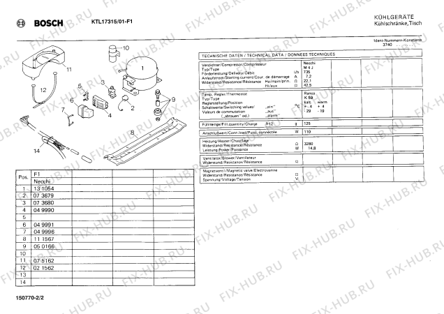 Взрыв-схема холодильника Bosch KTL17315 - Схема узла 02