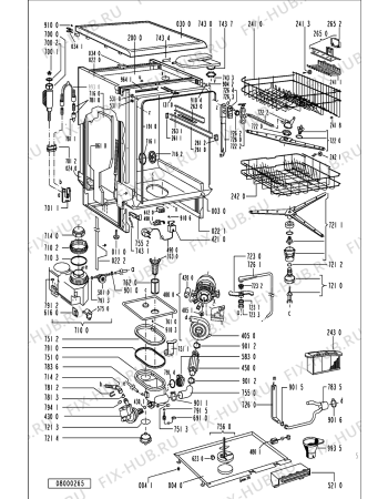 Схема №1 GSF 4052 WS с изображением Панель для посудомоечной машины Whirlpool 481245379744