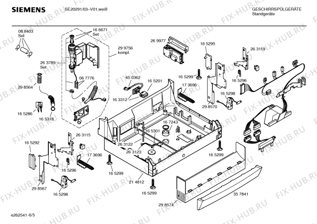 Взрыв-схема посудомоечной машины Siemens SE20291 HiSense - Схема узла 05
