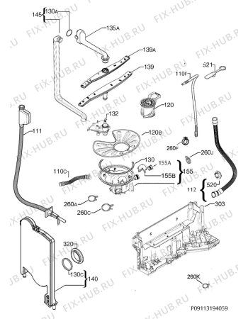 Взрыв-схема посудомоечной машины Electrolux ESI5510LAK - Схема узла Hydraulic System 272