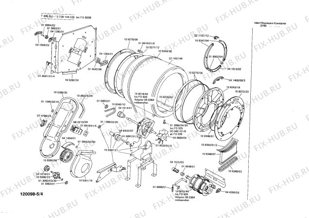 Взрыв-схема стиральной машины Bosch 0728144035 T495BU - Схема узла 04