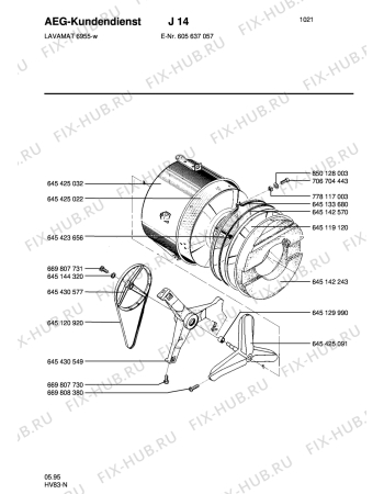 Взрыв-схема стиральной машины Aeg LAV6955 - Схема узла Tub and drum