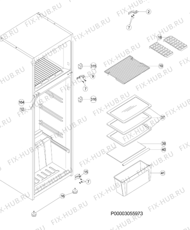 Взрыв-схема холодильника Electrolux EJF3642AOX - Схема узла Housing 001