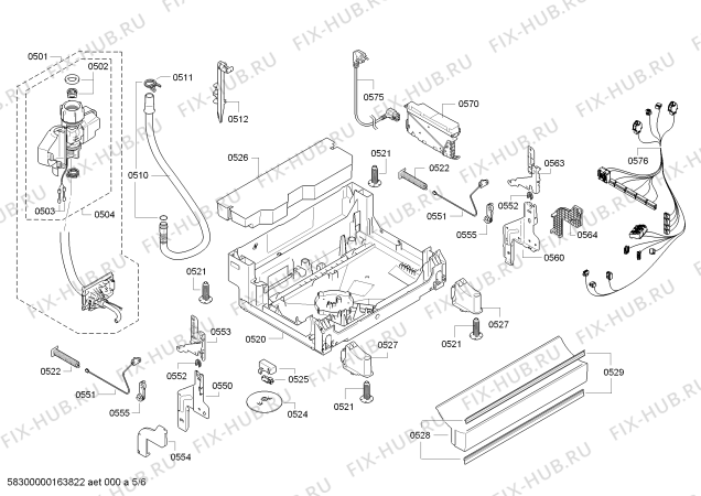 Взрыв-схема посудомоечной машины Siemens SN28N268DE Extraklasse made in germany - Схема узла 05