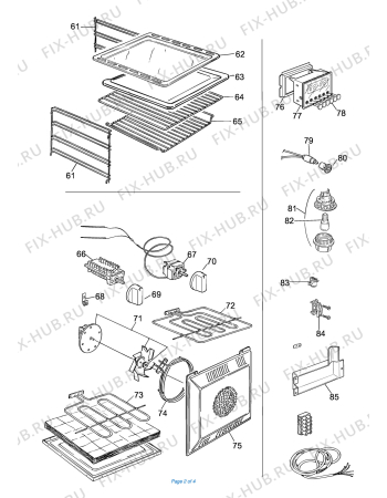 Взрыв-схема плиты (духовки) DELONGHI TEMW 664V - Схема узла 2