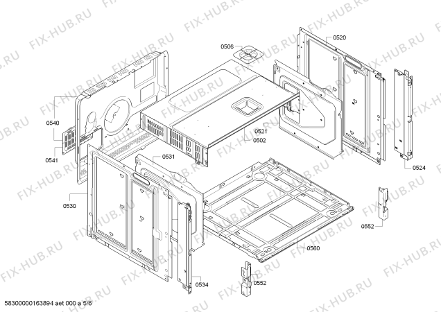 Взрыв-схема плиты (духовки) Bosch HBR78S751E - Схема узла 05