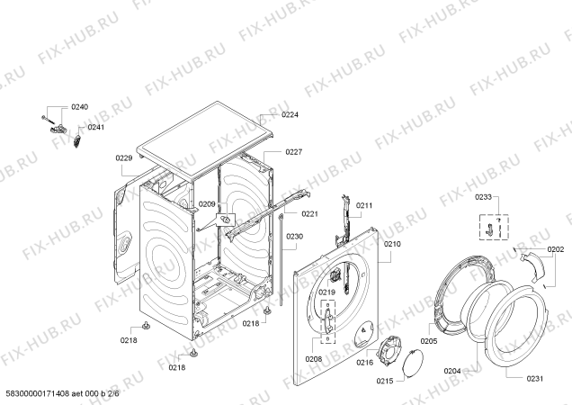 Схема №3 WS12K14MOE iQ500, iSensoric с изображением Корпус для стиральной машины Bosch 00712562