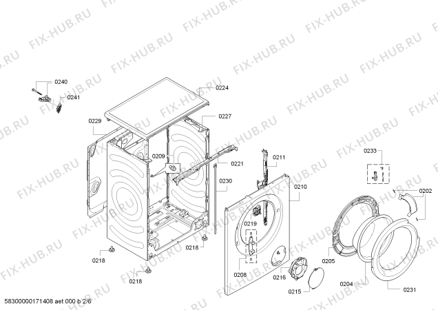 Взрыв-схема стиральной машины Bosch WLK20240UA Avantixx 6 VarioPerfect - Схема узла 02