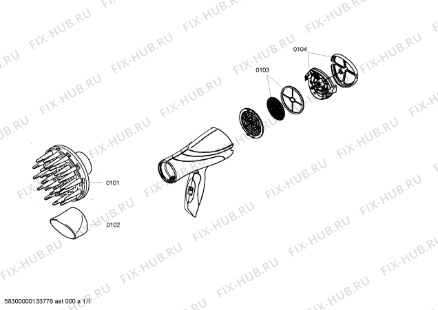 Схема №1 SC8355 ESSENTIAL с изображением Дюза для закручивания для фена Bosch 00613533