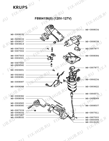 Взрыв-схема кофеварки (кофемашины) Krups F8904156(0) - Схема узла RP001867.5P4