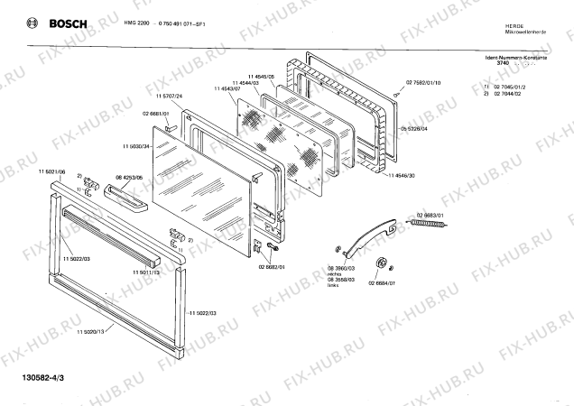 Взрыв-схема микроволновой печи Bosch 0750491071 HMG2200 - Схема узла 03