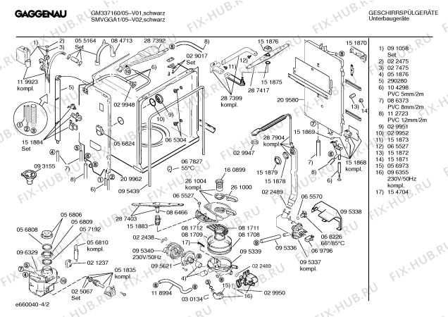 Взрыв-схема посудомоечной машины Gaggenau GM337160 - Схема узла 02