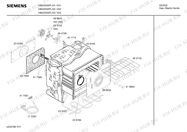 Взрыв-схема плиты (духовки) Siemens HM23550PL Siemens - Схема узла 04