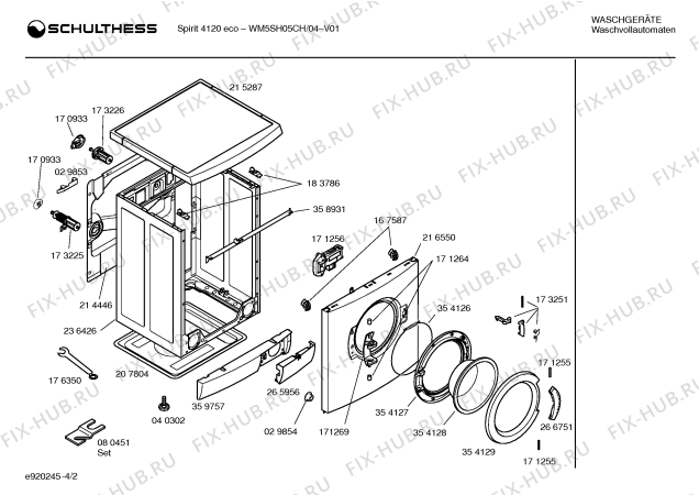 Взрыв-схема стиральной машины Schulthess WM5SH05CH Spirit 4120 eco - Схема узла 02