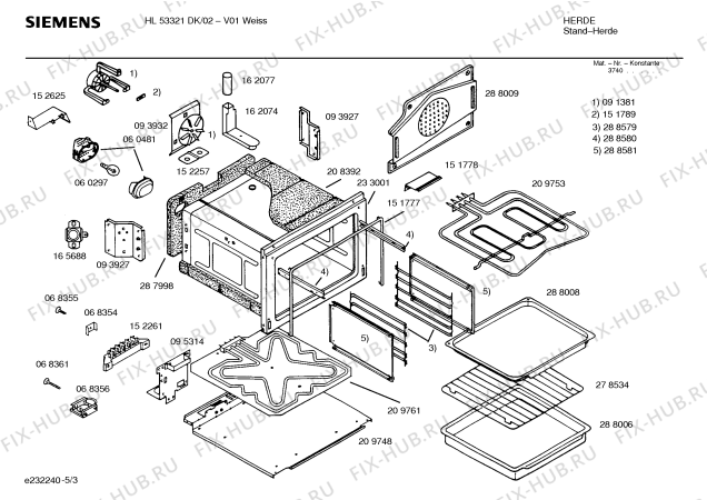 Взрыв-схема плиты (духовки) Siemens HL53321DK - Схема узла 03