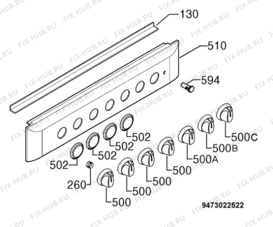 Взрыв-схема плиты (духовки) Zanussi ZCM6605W - Схема узла Command panel 037