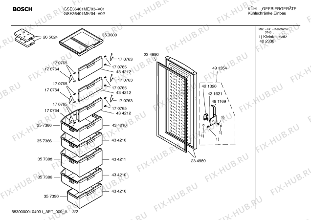 Схема №1 GSE36401ME с изображением Инструкция по эксплуатации для холодильной камеры Bosch 00592645