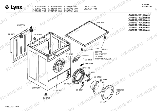 Схема №7 LT853 с изображением Панель для стиральной машины Bosch 00232436