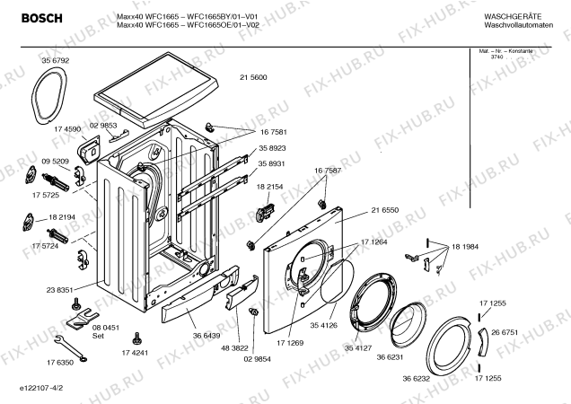 Взрыв-схема стиральной машины Bosch WFC1665OE Maxx40 WFC1665 - Схема узла 02