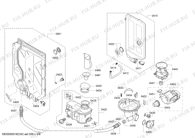 Взрыв-схема посудомоечной машины Bosch SMS53L68EU SilencePlus - Схема узла 04