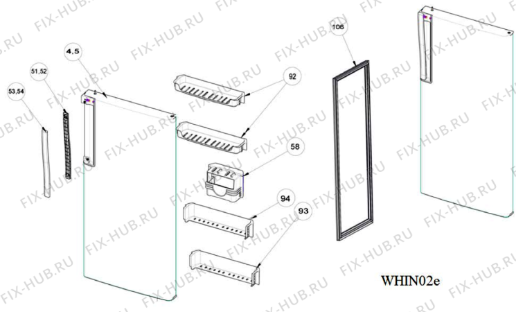 Схема №2 WTM 452 RS SS с изображением Контейнер для холодильной камеры Whirlpool 482000094722