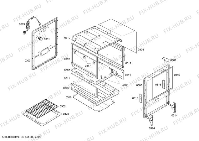 Взрыв-схема плиты (духовки) Bosch HSF13K31NF STYLE I BCO GN 220V - Схема узла 03