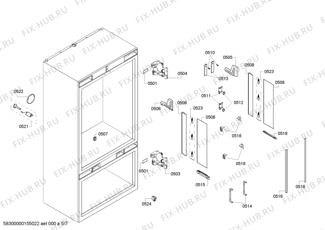 Схема №1 T36IB70NSP Thermador с изображением Монтажный набор для холодильной камеры Bosch 00703466