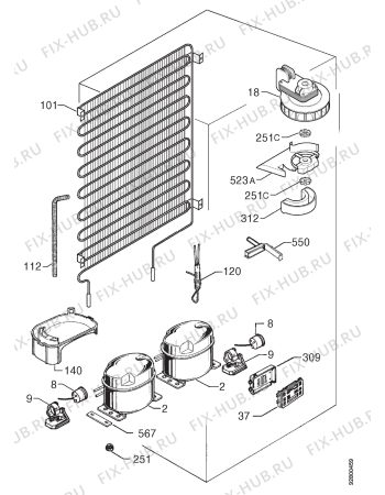 Взрыв-схема холодильника Zanussi ZK26/11RD - Схема узла Cooling system 017