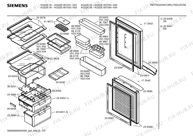 Схема №1 KG24E16TI с изображением Крышка для холодильной камеры Siemens 00484119