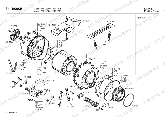 Схема №4 WFL1600FF Maxx с изображением Инструкция по установке и эксплуатации для стиралки Bosch 00523775