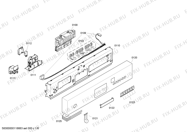 Схема №2 S44M45W4EU с изображением Передняя панель для посудомойки Bosch 00661371