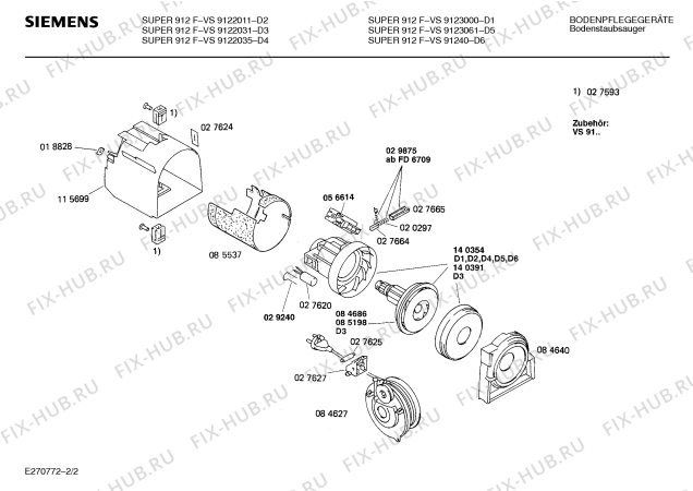 Взрыв-схема пылесоса Siemens VS9122035 SUPER 912 F ELECTRONIC - Схема узла 02