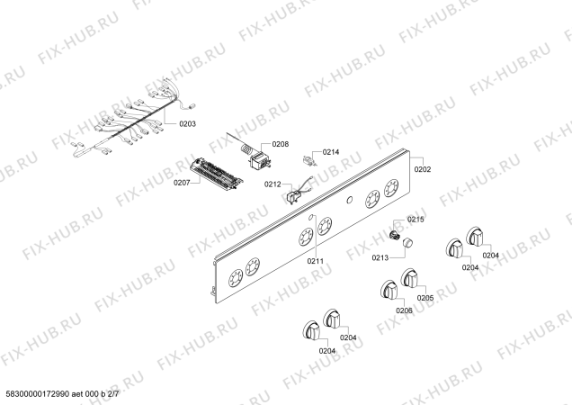 Взрыв-схема плиты (духовки) Bosch HGV425123L - Схема узла 02