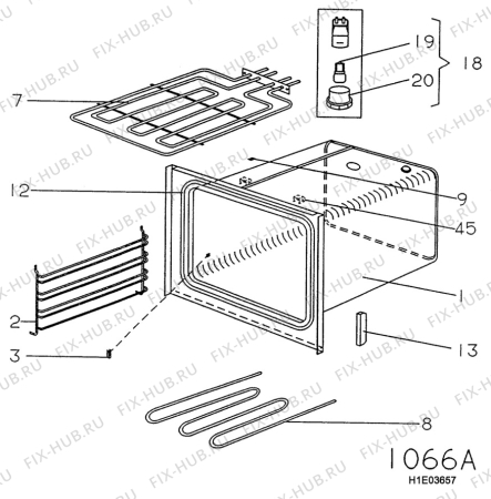 Взрыв-схема комплектующей Electrolux EK5246 - Схема узла H10 Main Oven Cavity (large)